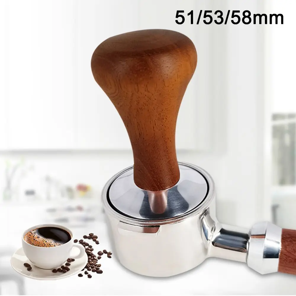 51mm/53mm/58mm Espresso Coffee Tamper Powder Hammer Wood Handle Espresso Tamper Coffee Distributor Tampers for Coffee