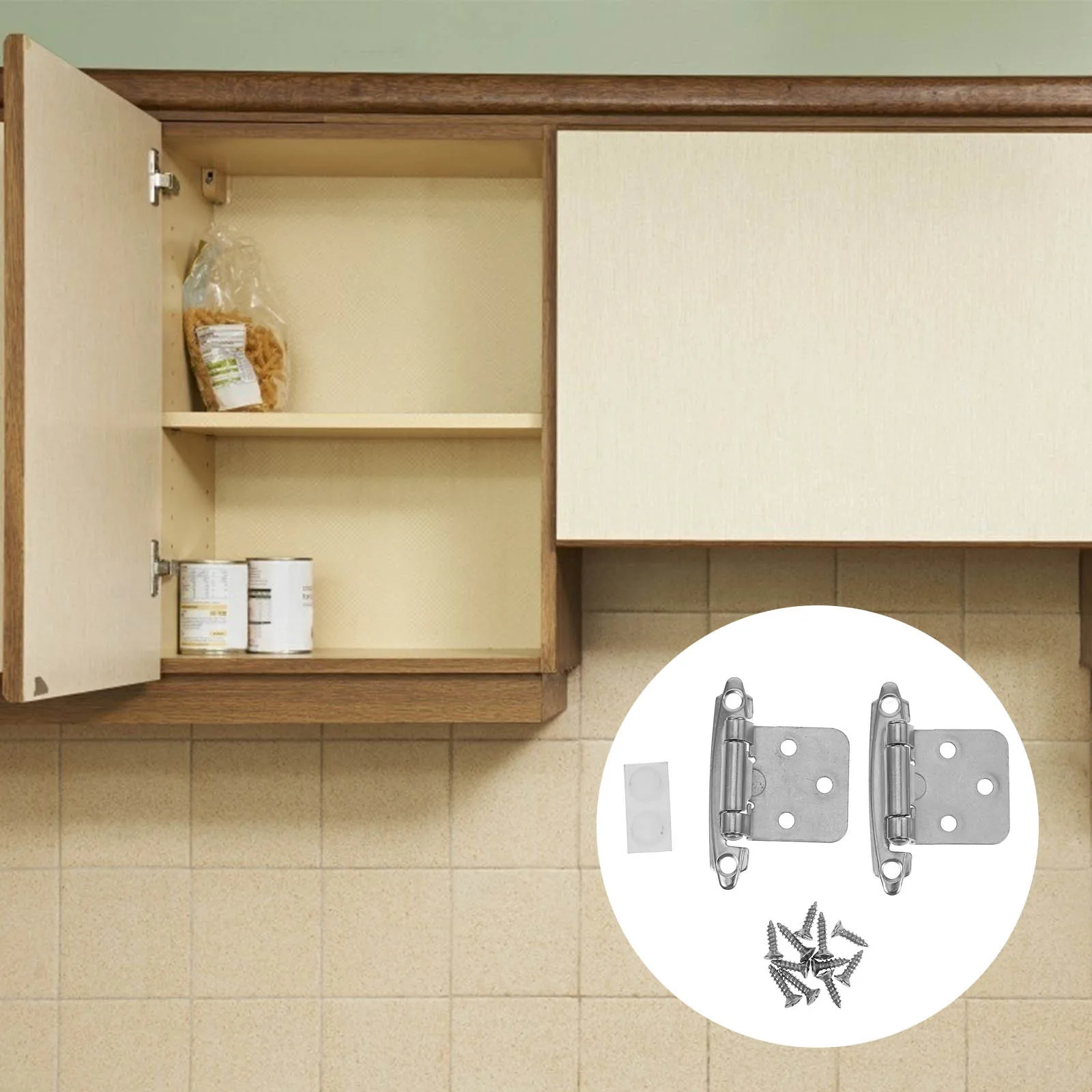 

6Pcs Cabinet Door Spring Hinges American Style Self Closing Steel Overlay Kitchen Furniture Cupboard Hardware Cabinet Hinge