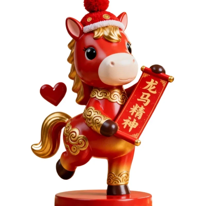 

2026 New Year's horse sculpture, New Year's Day zodiac horse ornament, shopping mall commercial street
