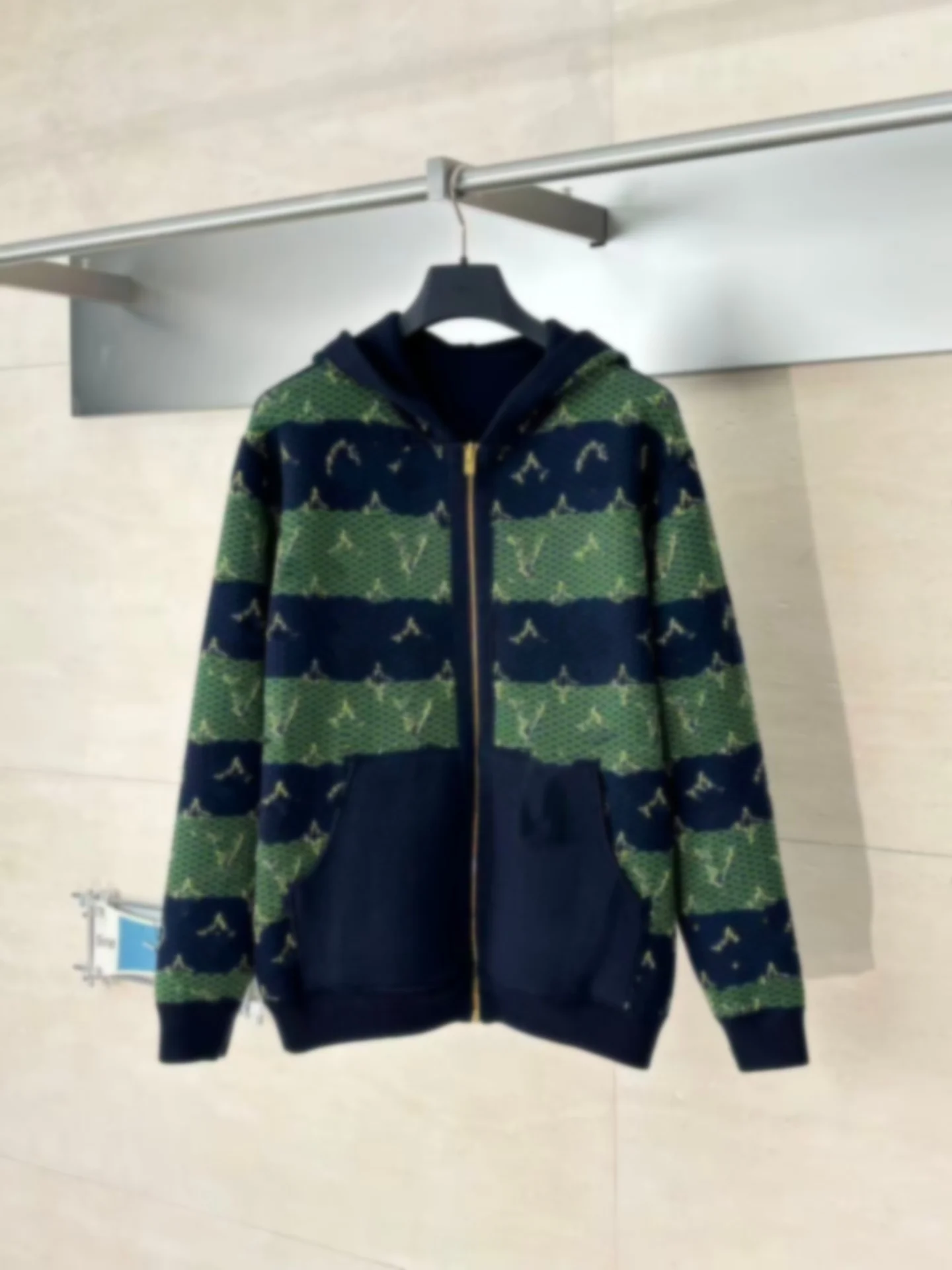 High Quali Wool Cotton Blend Zipper Hoodie Knitwear Double Sided Wear for Men Casual Sle Long Sve Organic Cotton