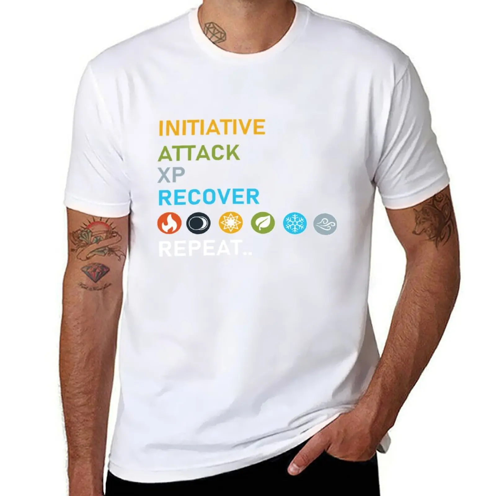 

Gloomhaven Initiative, Attack, XP, Recover, Repeat Настольная игра Graphic — футболка для настольных игр, мужская футболка, дизайнерская футболка