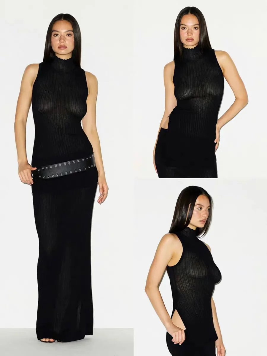 Kardaian 25 tricoté col haut Svel gilet t-shirt enveloppant autour de la jupe ensemble femmes décontracté Sle Polyester tissu