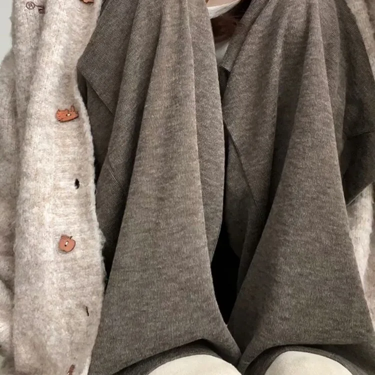 

Brown Pants for Women, Autumn and Winter 2025 New High-waist Loose Straight Leg Thickened Knit Wide-leg Pants.