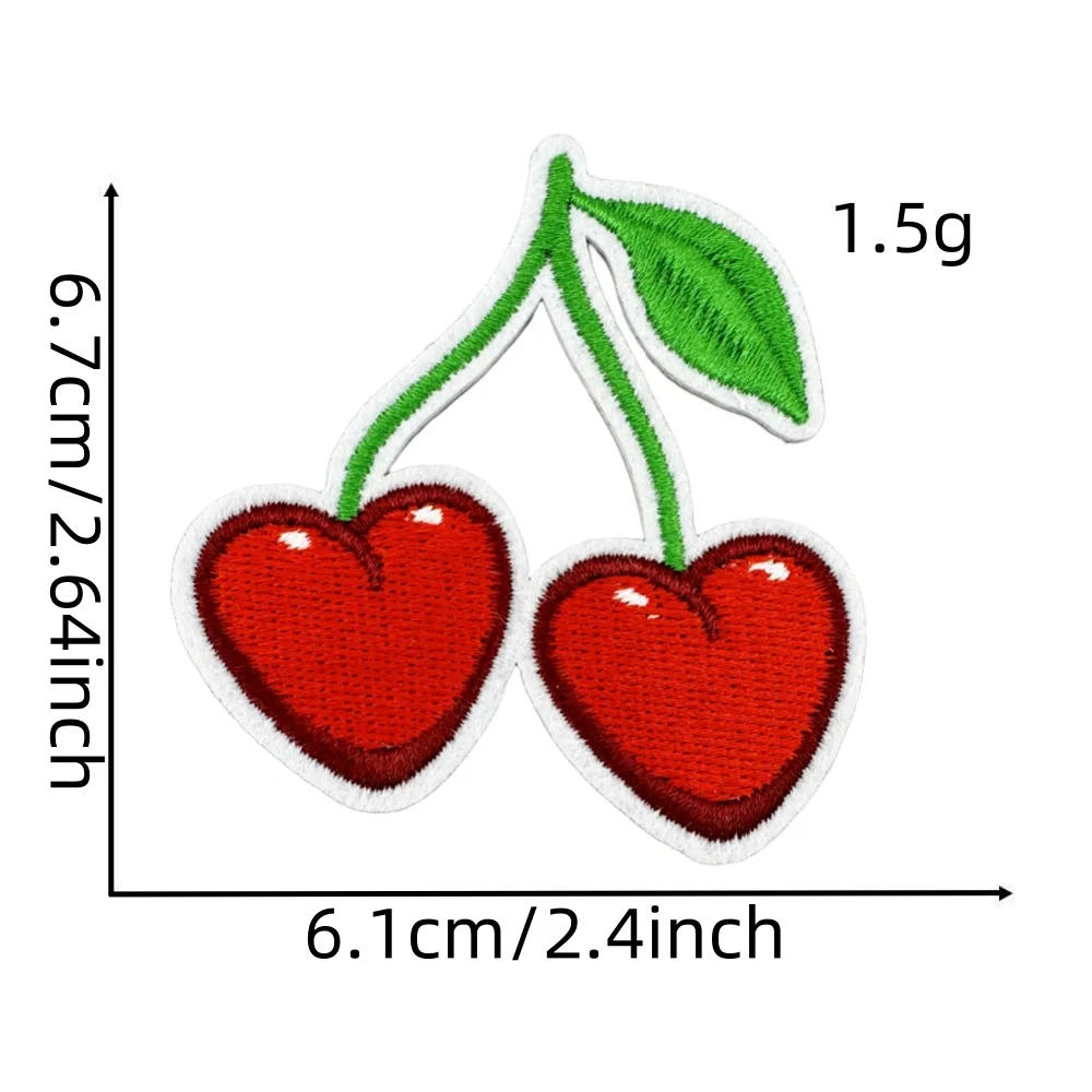 1 piece Cartoon Cherry Patches Iron On Embroidery Fruits Patch For Clothing Backpack Decoration