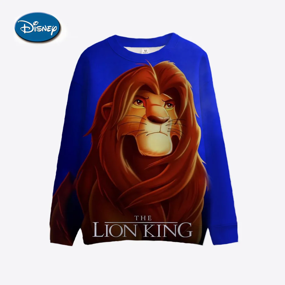 Disney Lion King Cartoon Printed Women\'s Sports Shirt Long Sleeve Round Neck Pattern Hoodie Couple Valentine\'s Day Gift Women\'s