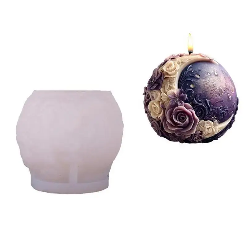 

E8BD Цветочная лунная форма для свечей Ароматерапия Форма для свечей Орнамент для домашнего декора