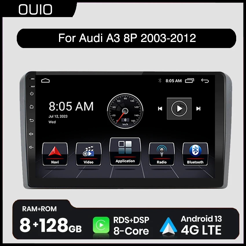 أندرويد 13 لأودي A3 8P RS3 SportbackS3 2003-2012 راديو السيارة الوسائط المتعددة مشغل فيديو carplay السيارات لتحديد المواقع والملاحة 2din لا dvd #2