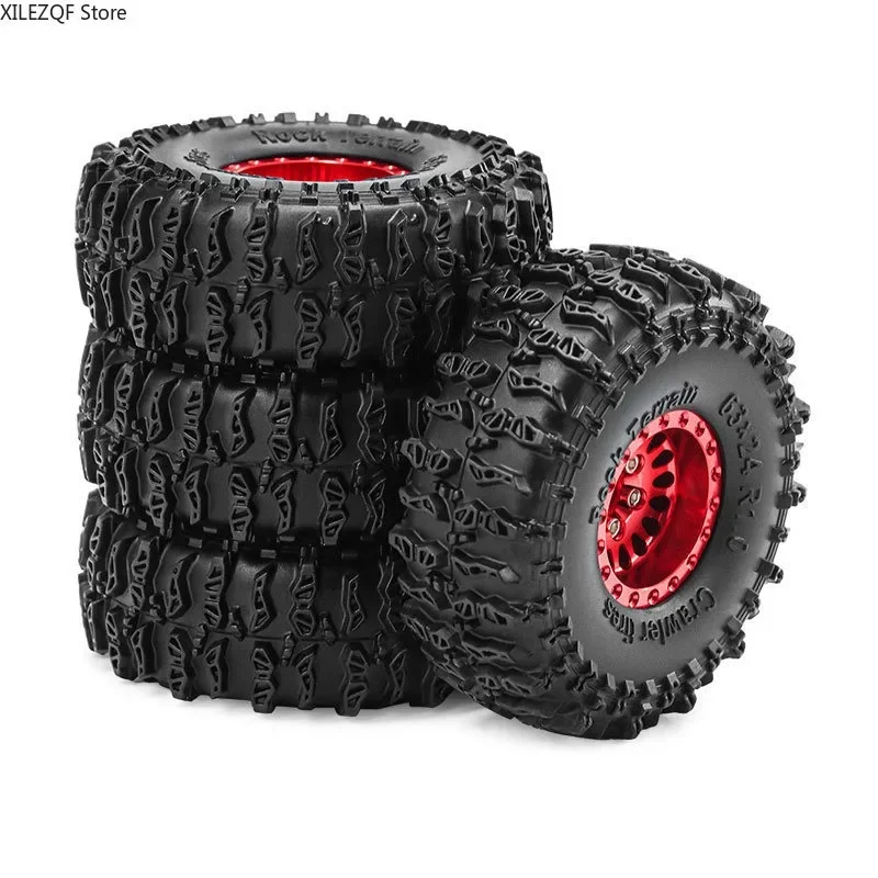 

For 1/18 RC Crawler Car TRX4M SCX24 4pcs 63mm 1.0" Metal Beadlock Wheel Tire Set Upgrade Parts Accessories