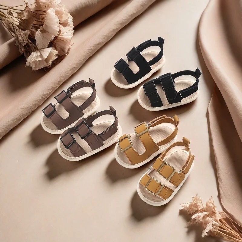 

Summer New Style 0-1 Year Old Baby One Piece Buckle Sandals Casual Flat Beach Sandals Walking Shoes