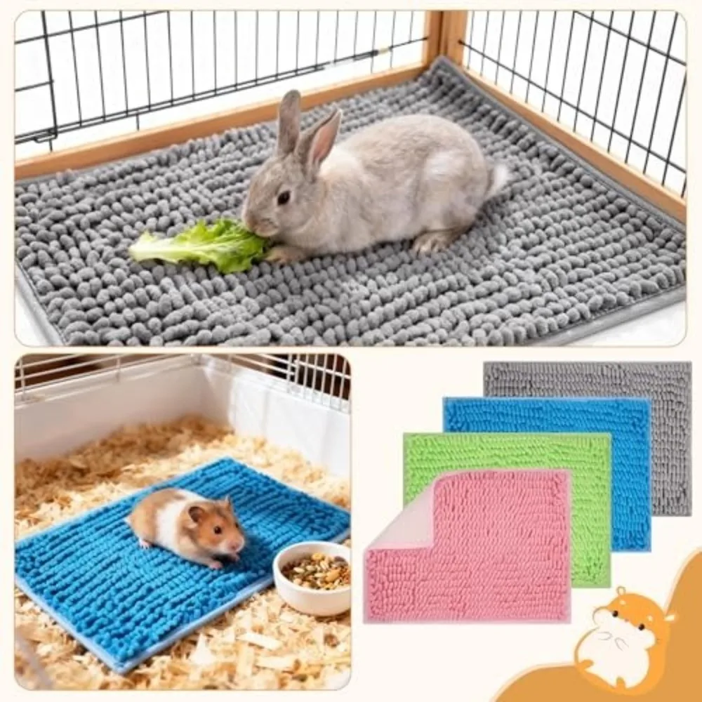 Soft Chenille Fleece Guinea Pig Cage Liner Non Slip Reusable Washable Pet Pad Washable Small Animal Liner Guinea Pig