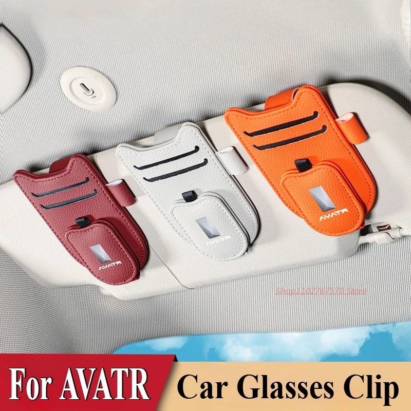 

For AVATR 11 12 PU Leather Multi Functional Car Glasses Clip Ticket Sunshade Sunglasses Clip Car Interior Modified Accessory
