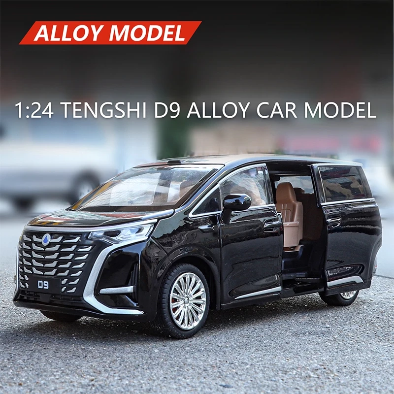 1:24 TENGSHI D9 MPV SUV modelo de aleación fundida puertas abiertas sonido luz tirar hacia atrás neumático de goma vehículo en miniatura niño divertido juguete para regalo