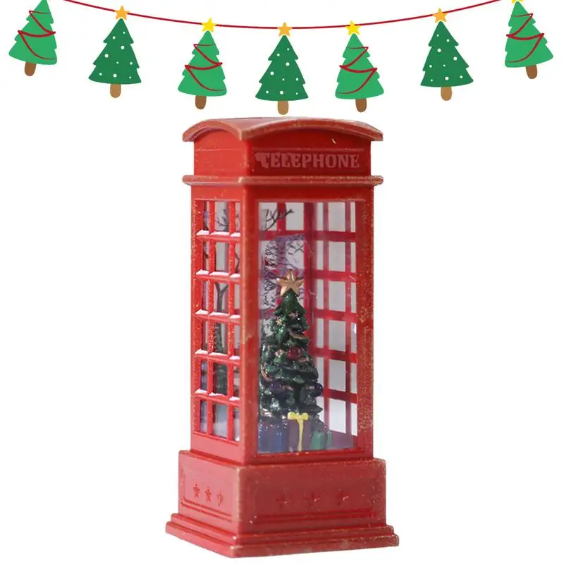 Red Phone Booth Lamp Vintage Christmas LED Night Lamp Vintage London Telephone Booth Santa Claus Night Lamp For Table Desk