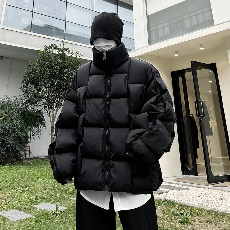 2023 Korean Fashion Thick Winter Jacket Men Parkas Jacket Men Outwear Coats Solid Stand Collar Windbreaker Cotton Padded Jacket