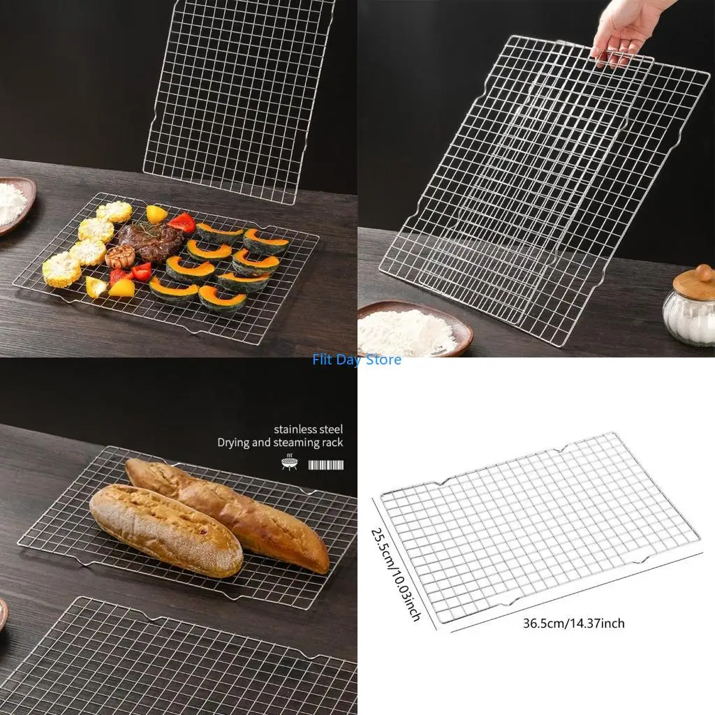 F92C Pack of 2 Oven Safe Stainless Steel Grills Rack Baking Tray for Bacons Cookie
