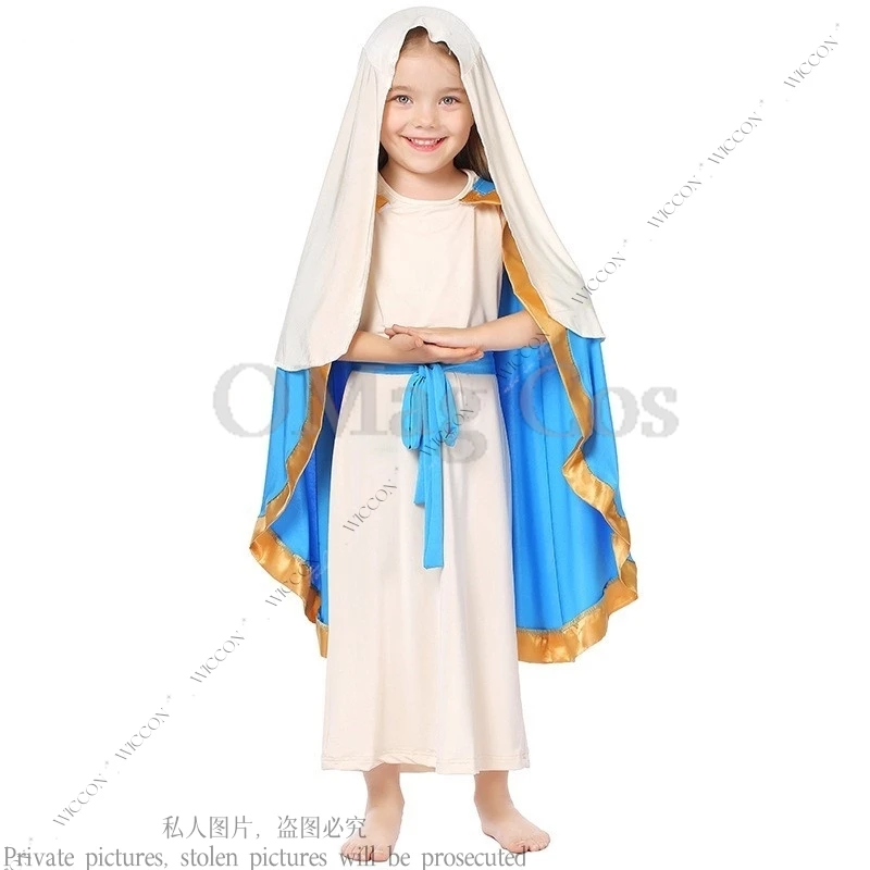 Halloween Cosplay Costume Shepherd Sleeveless Robe Cape Ancient Parent-child Beige Blue Suit Halloween Party Festivals Christmas