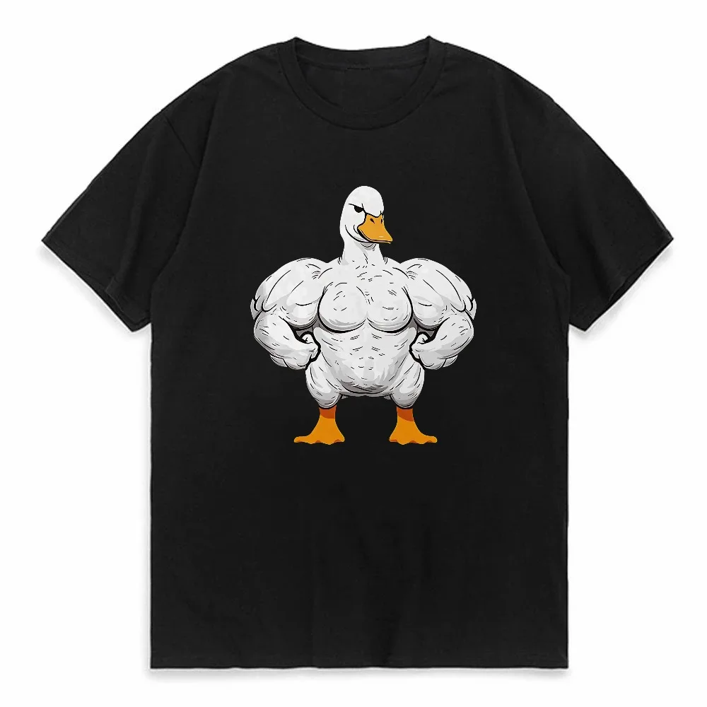 

Cartoon Muscle Duck Pattern Print T Shirt Fashion Crew Neck Short T-shirt Printed Trend Summer Top Short Sleeve Women Clothing