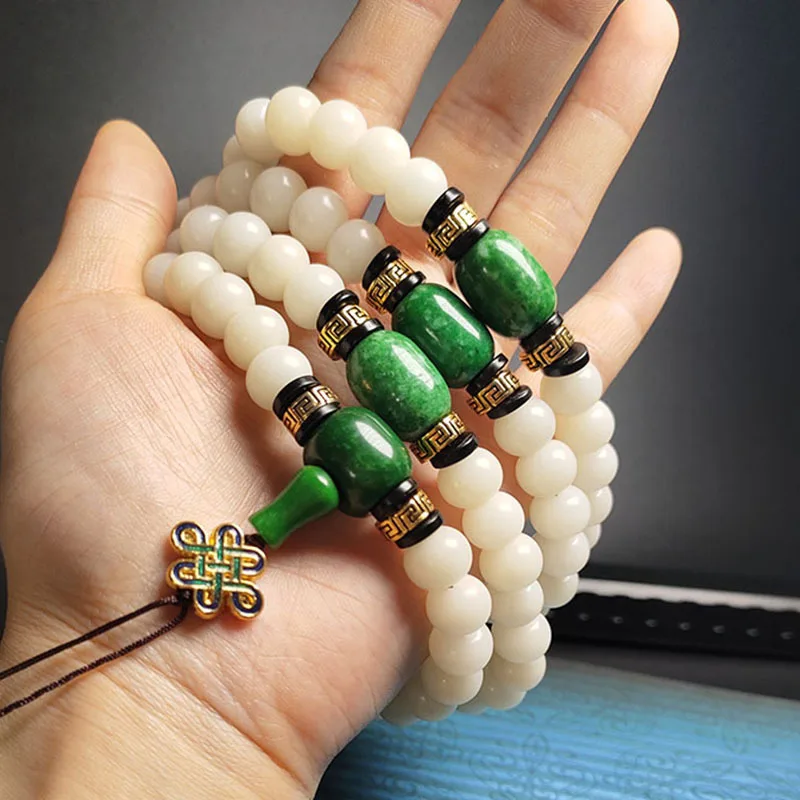 

108 бусин из белого нефрита Бодхи для мужчин и женщин, для ожерелий, браслетов, молитвенных цепочек, подарков