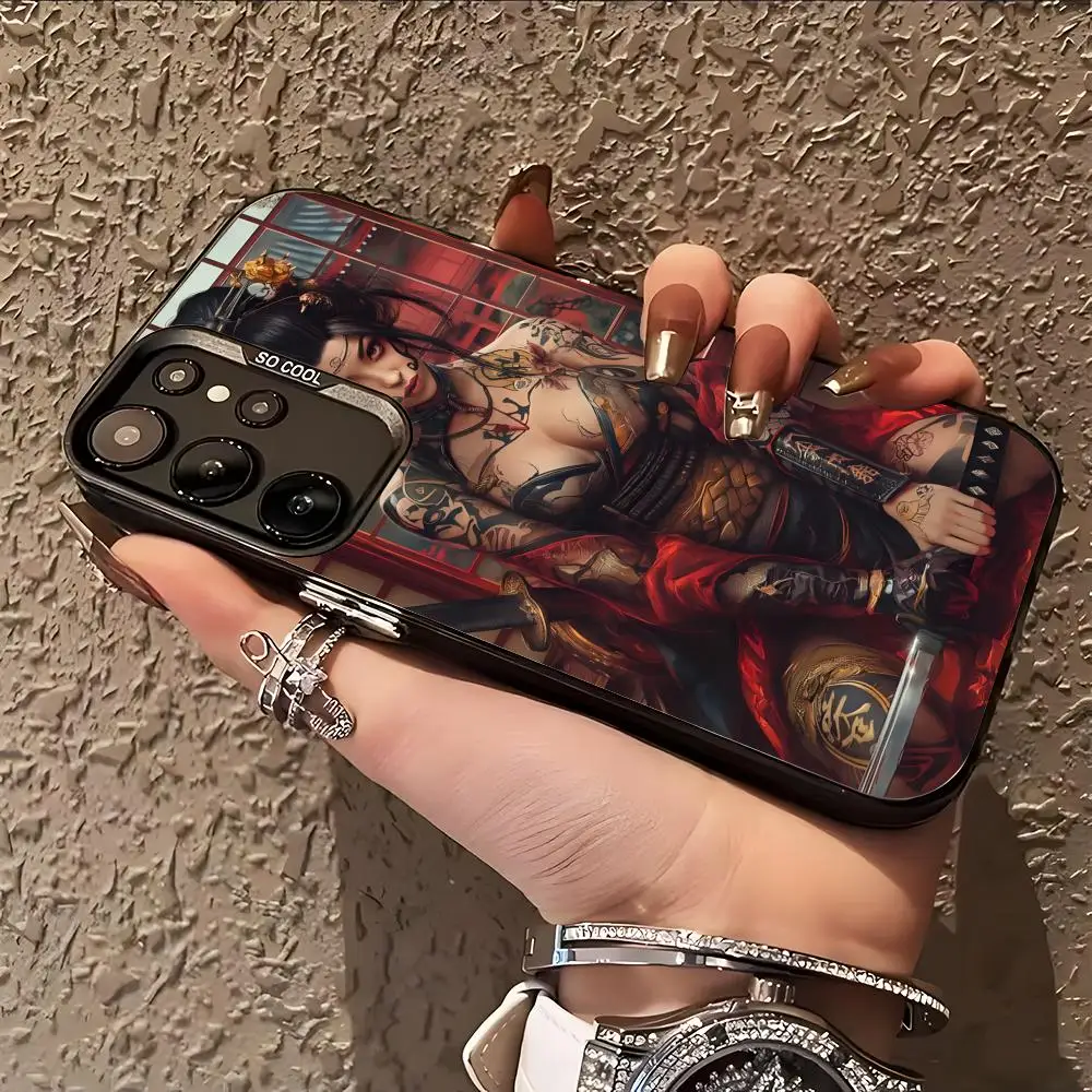 

Geisha Tattoos Phone Case for Samsung Galaxy S26 S25 S24 S23 S22 S21 S20 Note20 Plus Ultra Colorful Silver Cover
