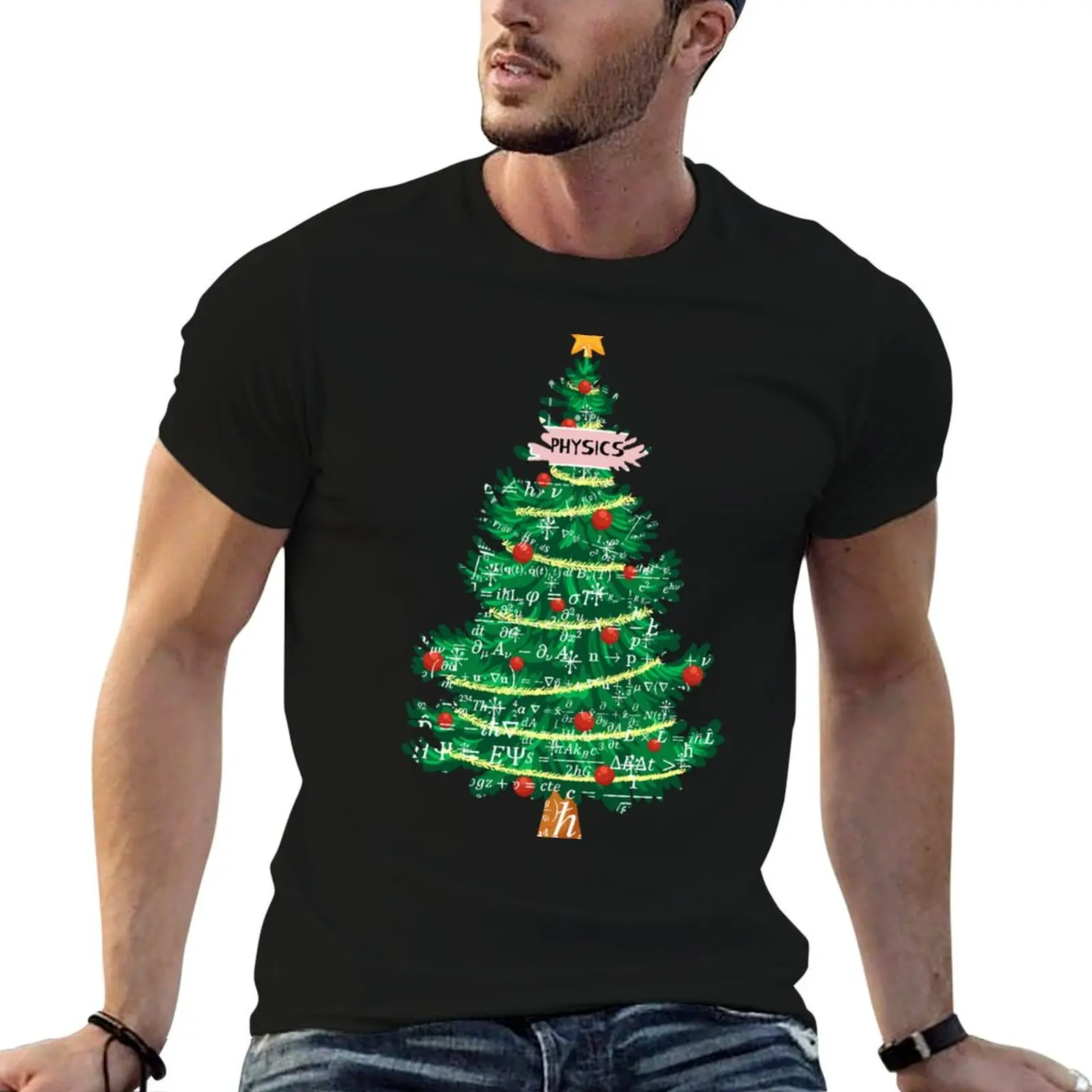 Christmas tree with physics vibes, for physics and science lovers T-Shirt man tshirt t shirt personalised T-Shirt