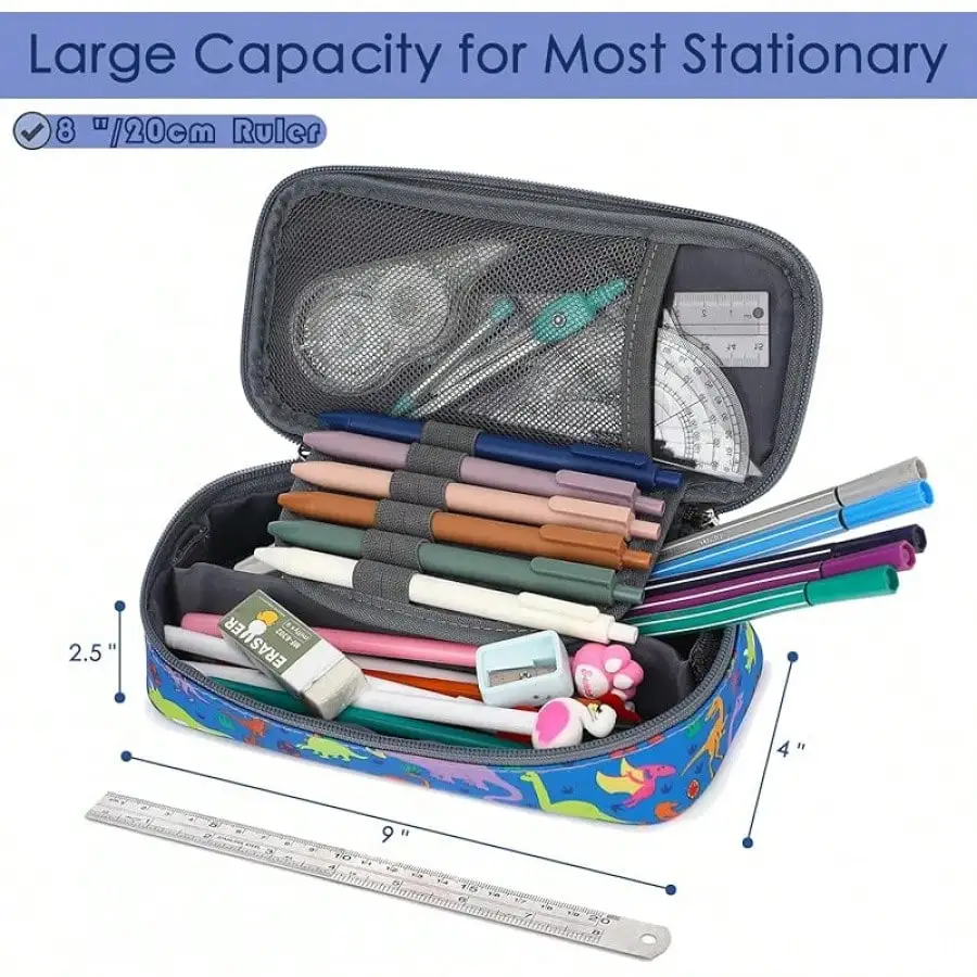 Large Capacity Pencil Kids, Boys & Girls – Zippered Multi-Functional Pen Pouch, Soft & Portable Pencil Bag School, Teens,