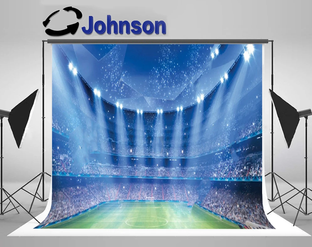 

JOHNSON Stadium Night Light Sports Football Soccer backdrops High quality Computer print party photography backgrounds