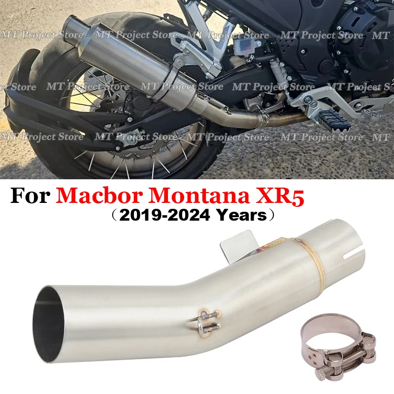 

Slip On For Macbor Montana XR5 XR 5 2019 - 2024 Years Motorcycle Exhaust System Escape Stainless Steel Middle Mid Link Pipe