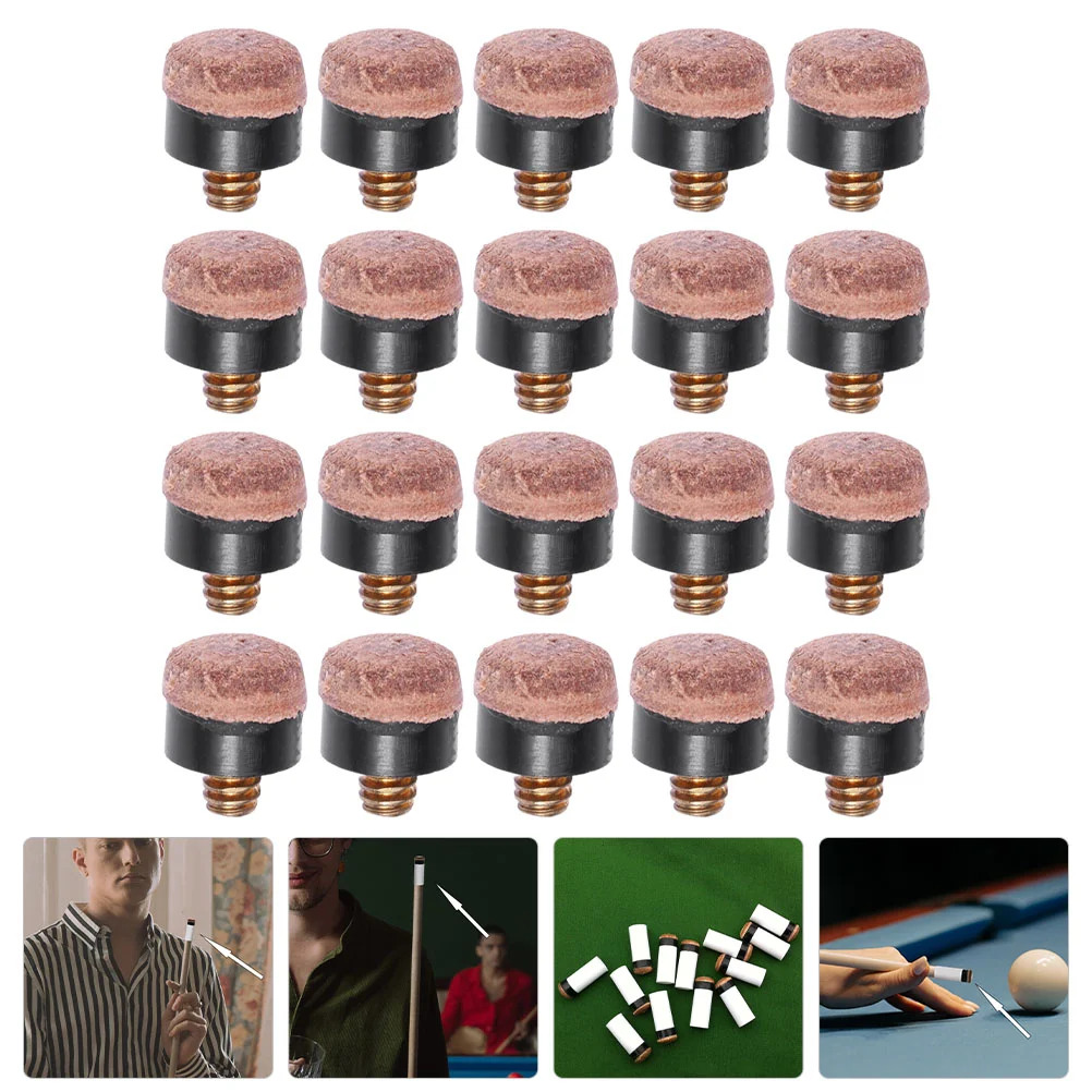 

20 Pcs Pool Cue Head Replacement Tips Billiard Necessity Stick Ferrules British Snooker Accessories Portable