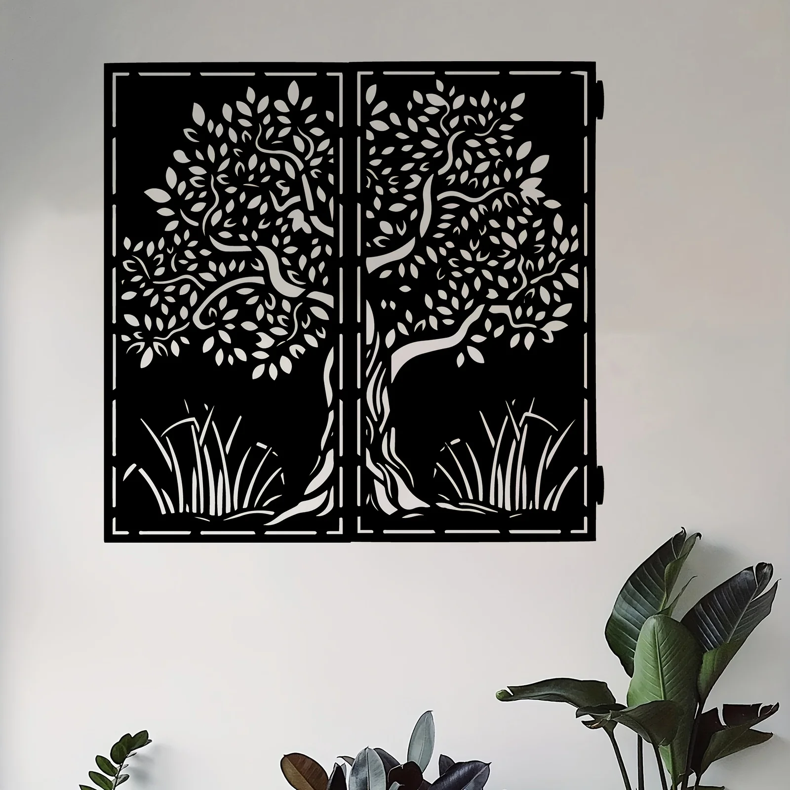 Décoration murale en métal, Arbre de la paix, Nature, en fer, résistante aux intempéries, statue rustique à suspendre pour jardin, clôture, cour, cadeau de Noël