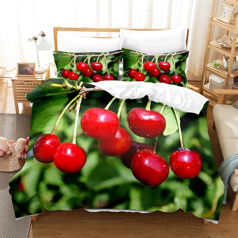 Sweet Cherry Bedding Set Lovely Kid's Duvet Cover Boys, Quilt Cover Girls Room Gorgeous Bedding King/Queen Duvet Cover Set