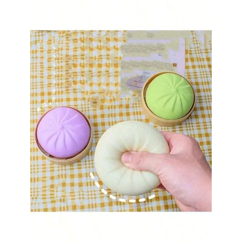 

Aesthetic Flour Bun Squeeze Ball, Portable Sensory Fidget with Steamer