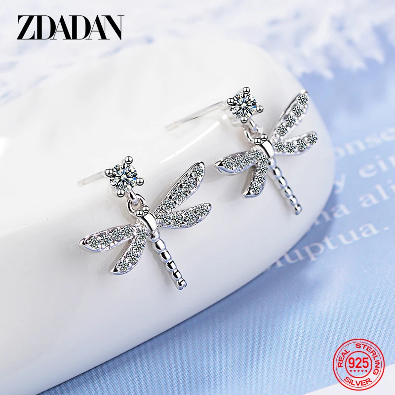 

ZDADAN 925 Silver Dragonfly Earring For Women Fashion Jewelry