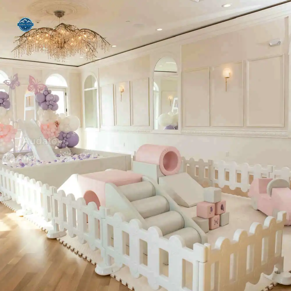 Pink White Indoor Playground Package Soft Play Equipment Set Slide Children's Parties Shopping Malls 1 Year 3-12 Years