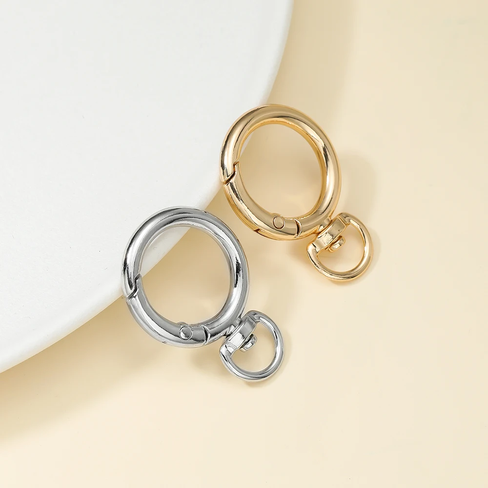 2Pcs Round Shape Rotation Alloy Lobster Spring Clasps Openable Key Ring Hook Connector Dog Chain Buckles for DIY Jewelry Making