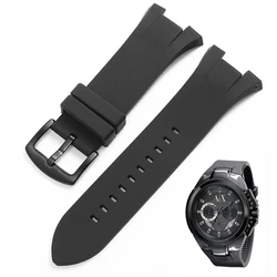 Substitute A-RMANI AX1050 AX1803 AX1802 Series Black Silicone Strap Concave Interface Rubber Men's Pin Buckle Watchband