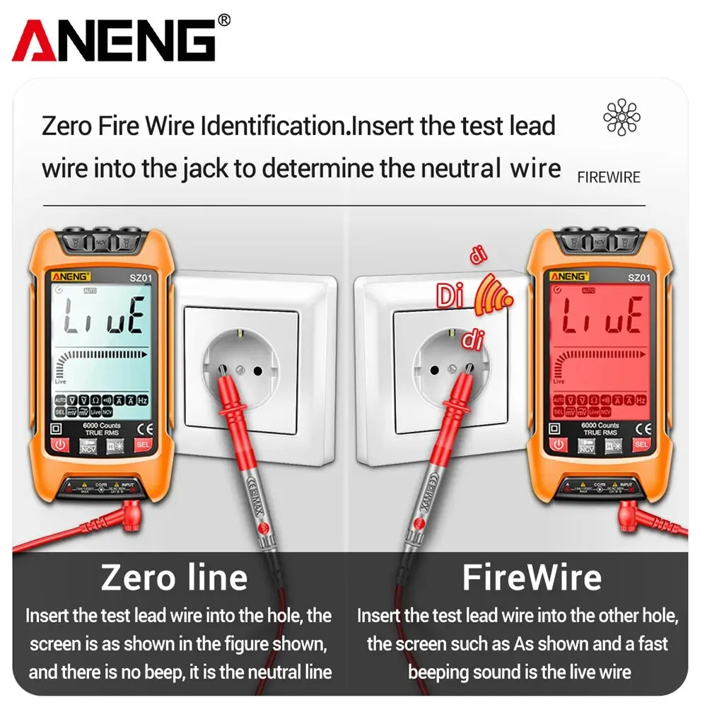 ANENG SZ01 Tester diod profesjonalny multimetr cyfrowy True RMS inteligentne AC/DC napięcie prądu automatyczny zakres multimetr narzędzia