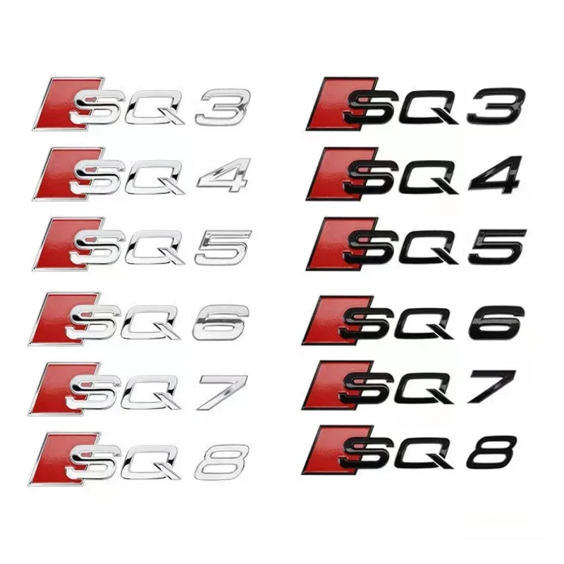 

1Pcs Car Sticker Is Suitable For Audi SQ3 SQ4 SQ5 SQ6 SQ7 SQ8 Modified Displacement Rear Tail Label Electroplating Sticker