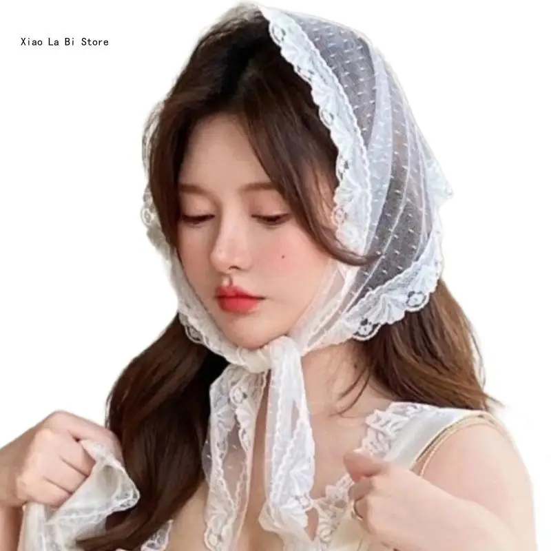 

Women Sunproof Lace Kerchiefs Lightweight Summer Tie Back Kerchiefs XXFD