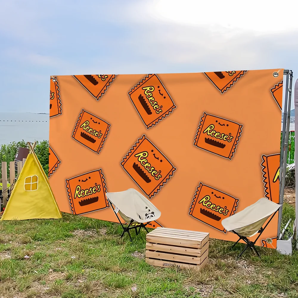 Bandera de chocolate r-reeses para acampar al aire libre, Bar, Picnic, fiesta, decoración del hogar, adornos, pancarta