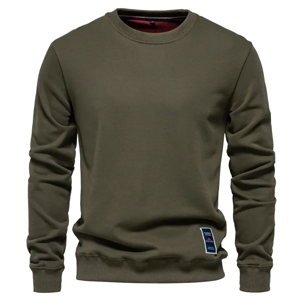 

Autumn New Mens Round Neck Sweatshirt Solid Color Cotton Loose Casual Pullover Men Fashion Street Hip Hop Hoodies Men Clothing