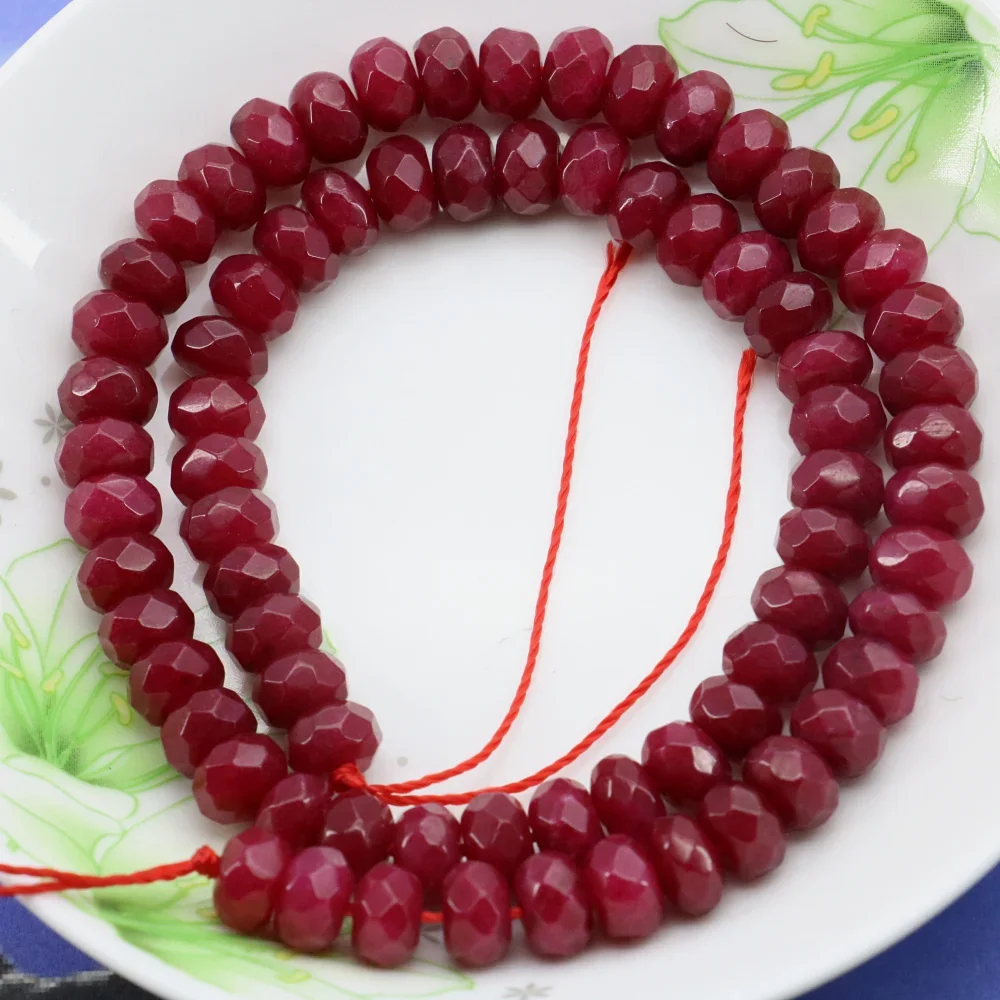 5x8mm Brazil Faceted Red Ruby Round Loose Beads for Women Natural Stone Jade Accessories DIY Necklace Bracelet Earrings 15\