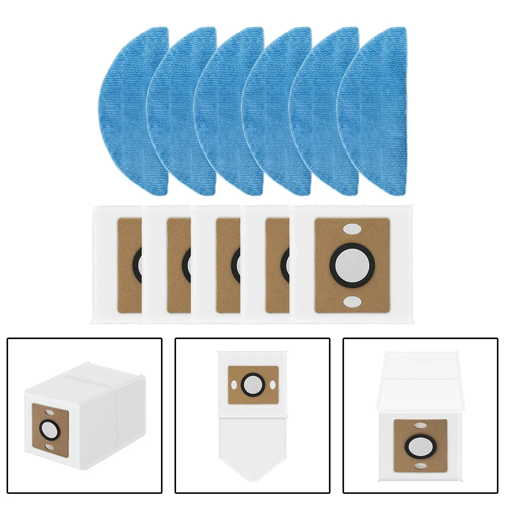5pcs Mop Cloths With 6pcs Dust Bags For ILIFE A30 Pro Robot Vacuum Replacement Accessories Clog-Free Mop Cloth Dust Bags Kit
