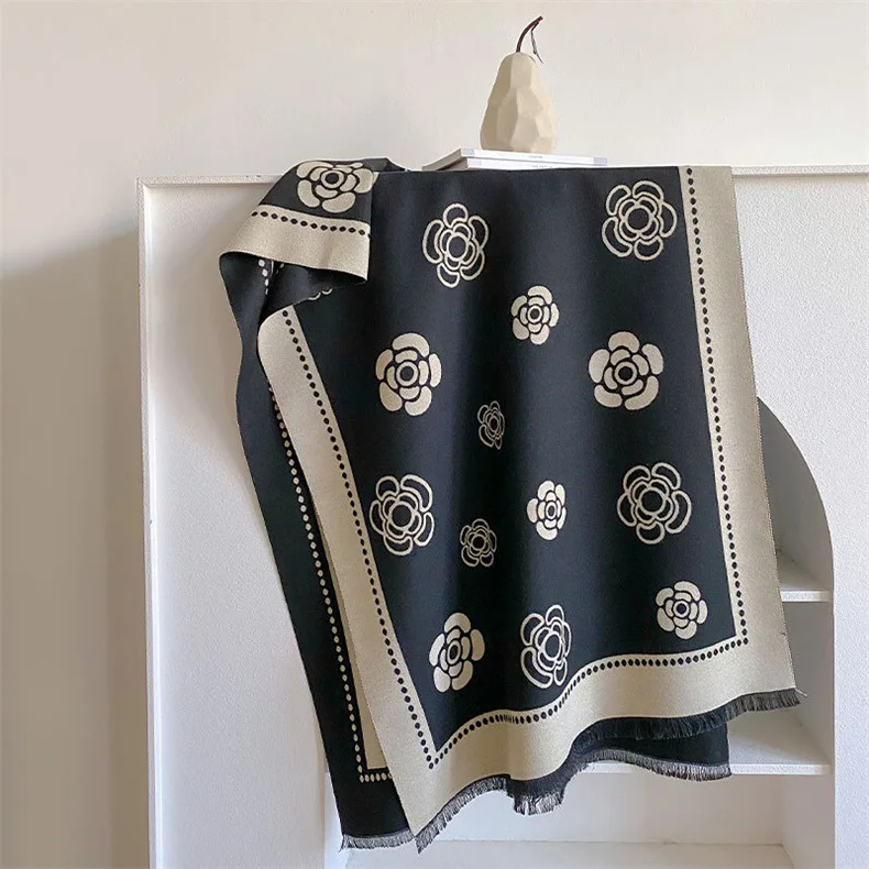 

Hot-selling Camellia Cashmere Scarf for Women, Winter High-end Versatile Warm Scarf, Air Conditioner Shawl, Little Scent
