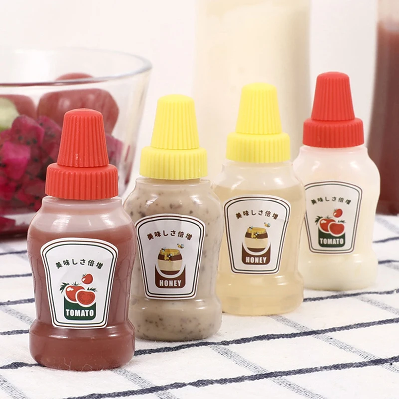 2Pcs Mini Seasoning Sauce Bottle Portable Tomato Ketchup Salad Dressing Container For Bento Lunch Box Kitchen Accessories