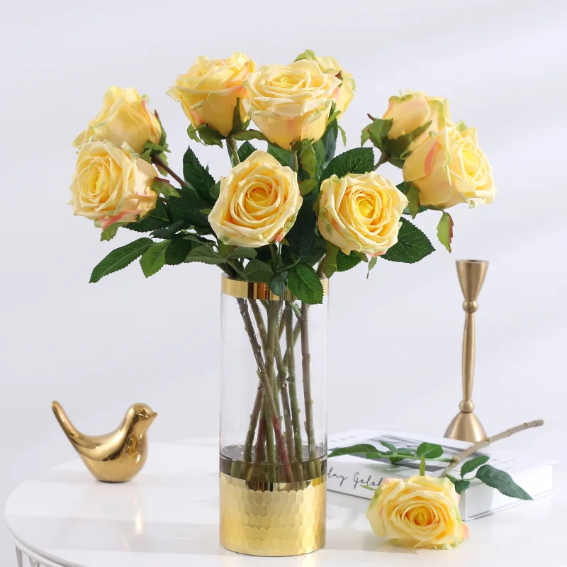 Over Glue Feel Moisturizing Artificial Rose Branch Wedding Floral Arrangement Accessories Valentine's Day Gift Home Decor Props