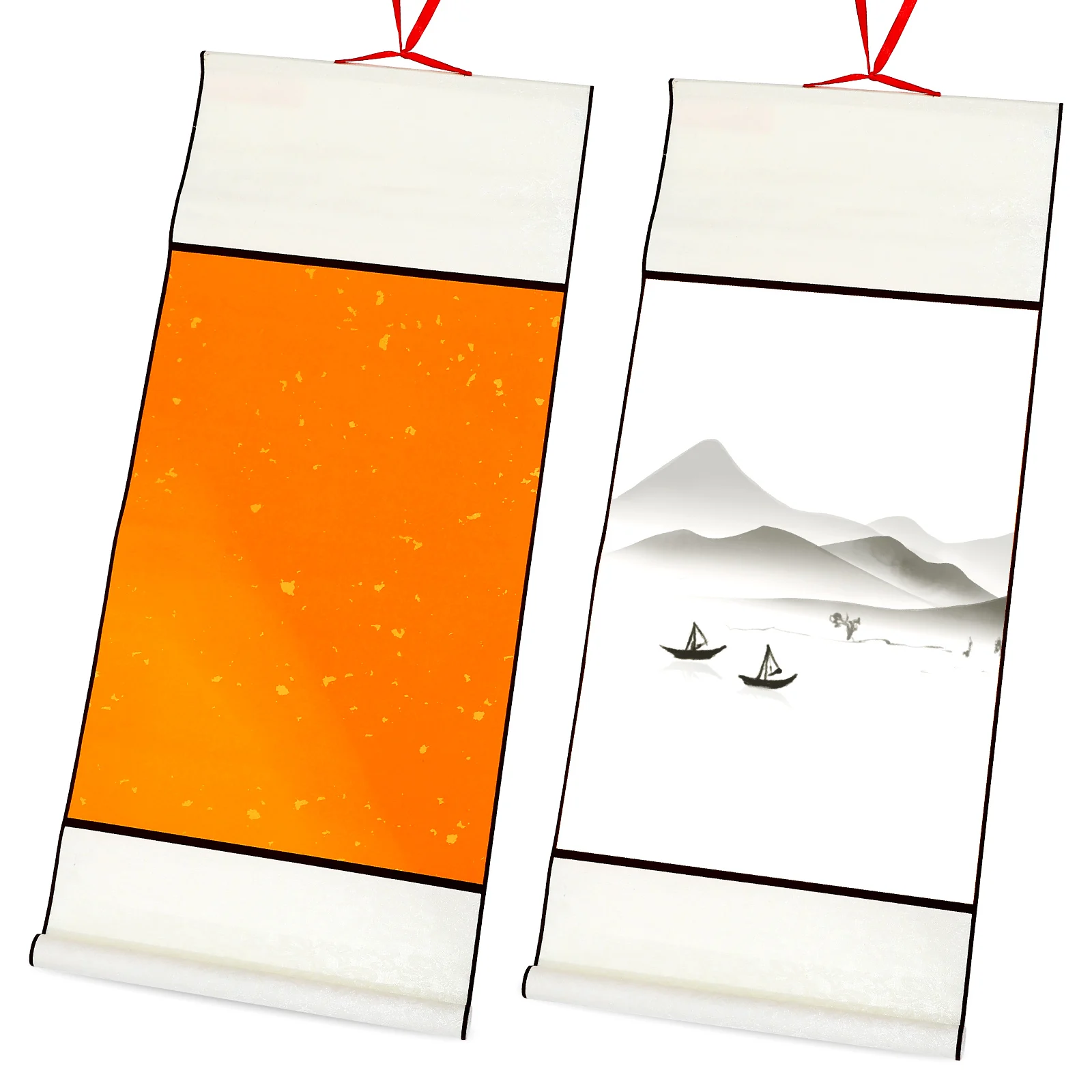 

2Pcs Thickened Paper Hanging Scroll Blank Calligraphy Paper Scroll Painting Linbu Durable Lightweight Art Decor
