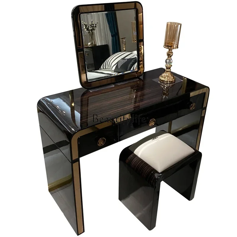 

D33Italian light luxury dressing table dressing stool combination bedroom solid wood dressing table with stool