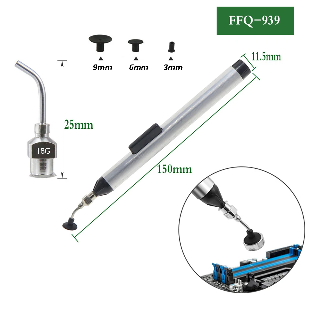 Vacuum Suction Pen Kit IC SMD Vacuum Sucking Suction Pen Remover Sucker Pump Pick Up Tool Desoldering ​Sucking Pen With 3 Sucker