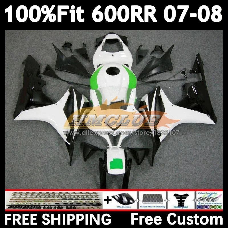 Injection For HONDA 600CC CBR 600 RR CBR600 CC 600RR 600F5 F5 white green 60No.14 CBR600RR 07 08 CBR600F5 2007 2008 OEM Fairing