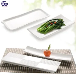 Melamine imitation porcelain tableware long plate cold dish white creative hotel sushi rectangular plastic plate flat plate